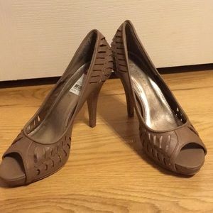 PRICE NEGOTIABLE Rampage Tan Peep Toe Heels
